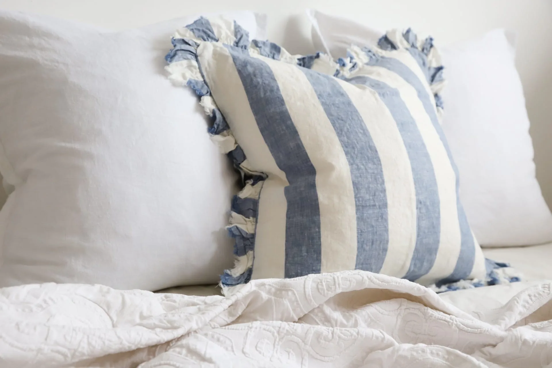 Hallie Blue Wide Stripe Cushion