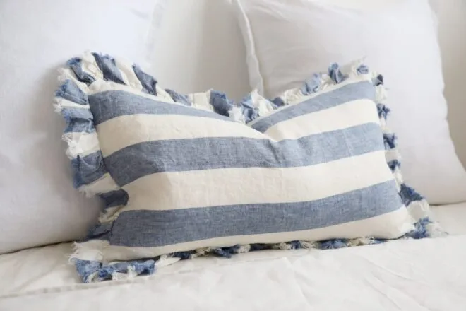 Hallie Blue Wide Stripe Cushion 50×30