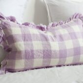 Hallie Lilac Check Ruffle Cushion 50x30