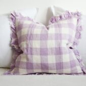 Hallie Lilac Check Ruffle Cushion