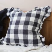 hallie navy blue gingham cushion