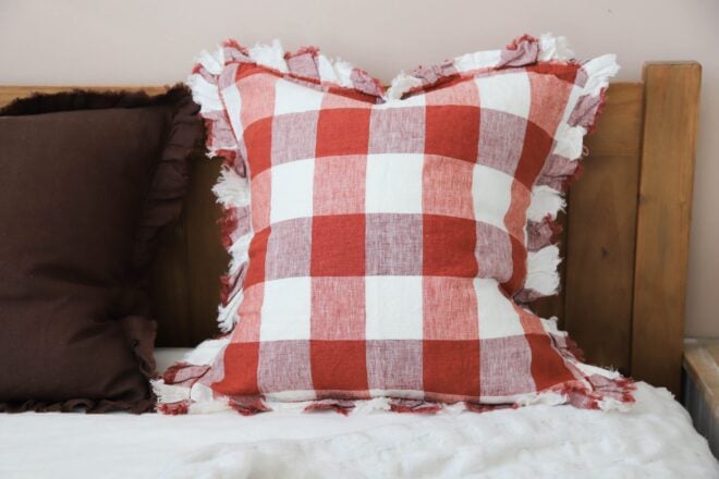 Hallie Red Check Cushion