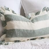 Hallie Teal Wide Stripe Cushion 50x30