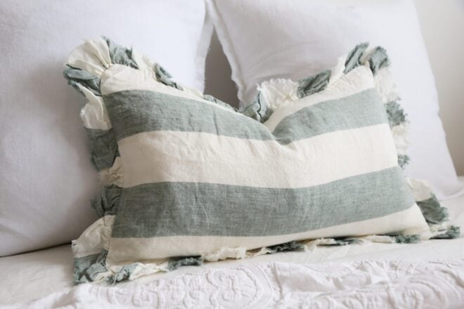 Hallie Teal Wide Stripe Cushion 50×30