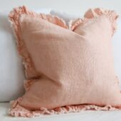 Hallie Washed Pink Linen Cushion