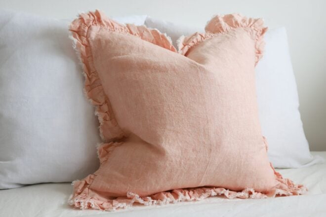 Hallie Washed Pink Linen Cushion