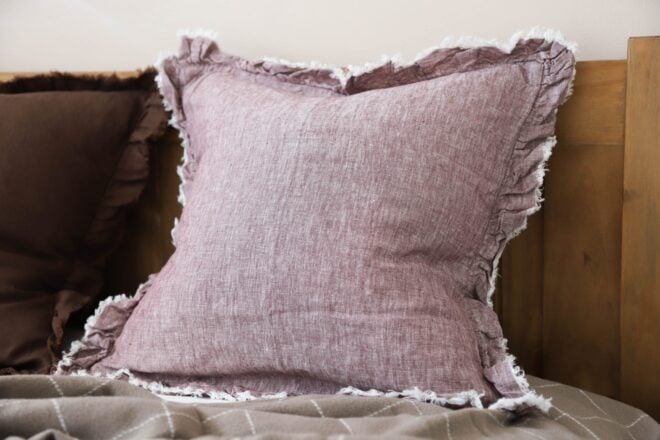 Hallie Washed Plum Linen Cushion