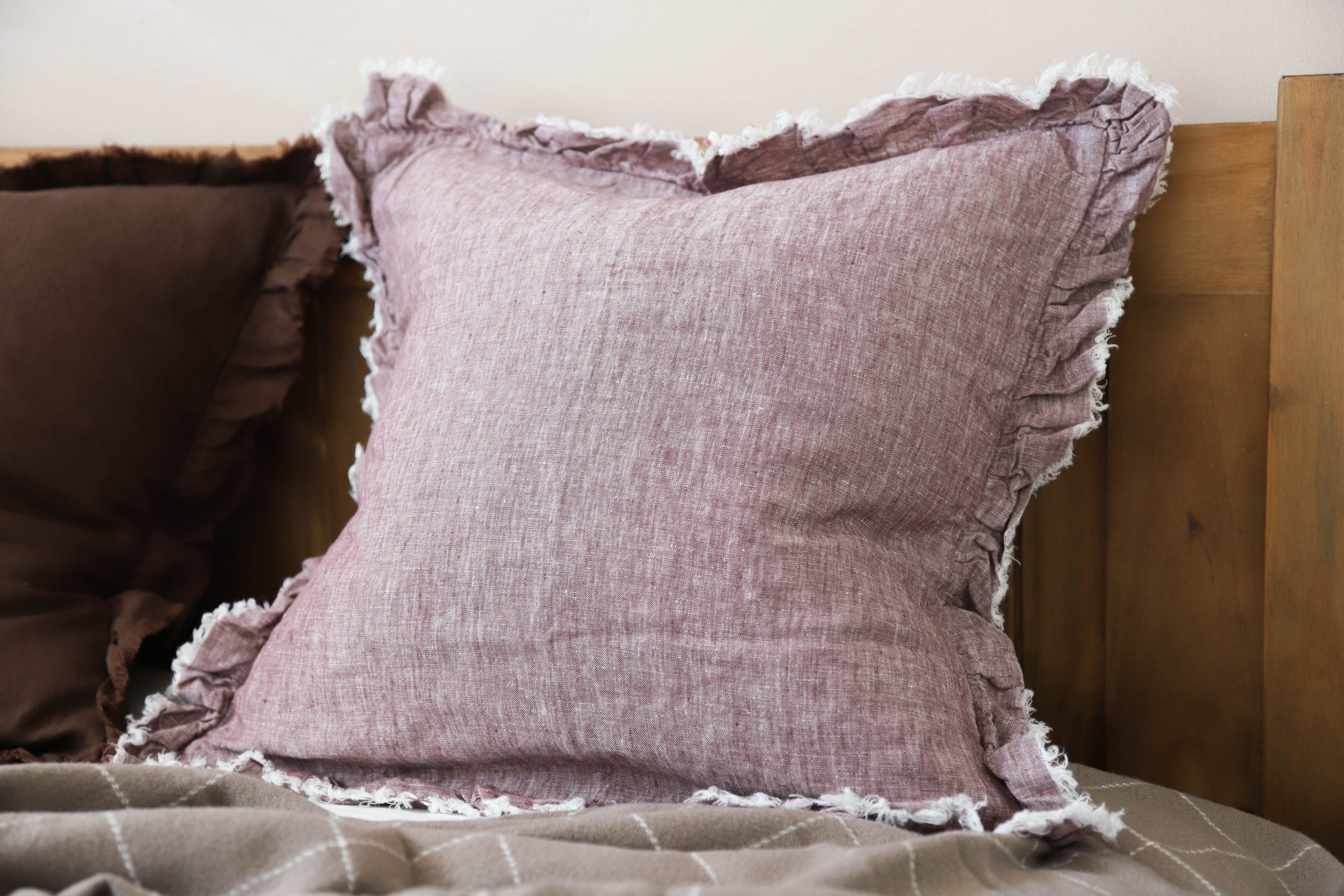 Hallie Washed Plum Linen Cushion Ellenvale Interiors