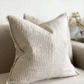 Esmee Natural Stripe Linen Cushion