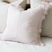 Hallie Pink Stripe Ruffle Cushion