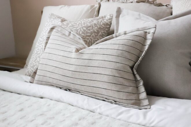 Luna Greige Stripe Cushion 50×30