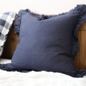 Hallie Navy Blue Ruffle Cushion