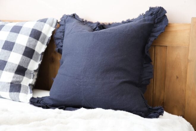 Hallie Navy Blue Ruffle Cushion