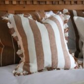 Hallie Rust Wide Stripe Ruffle Cushion