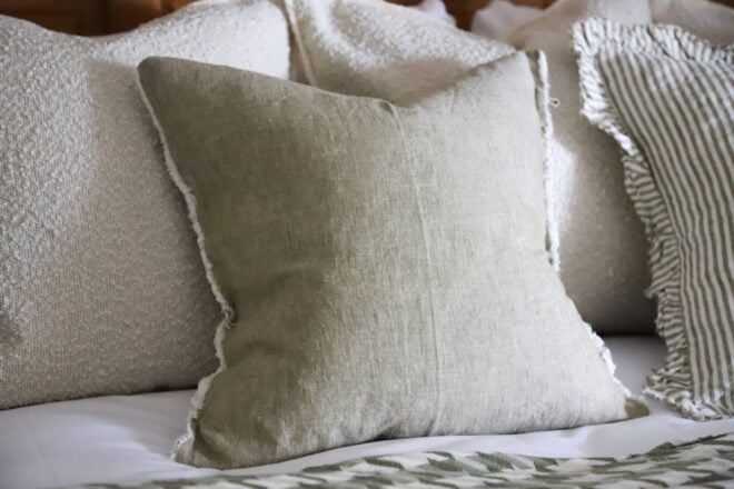 Esmee Olive Washed Linen Cushion