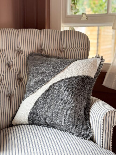 Sienna Charcoal Fringed Cushion