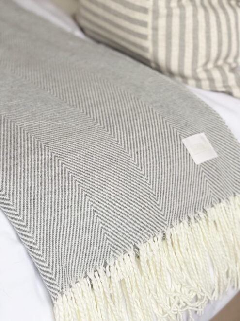 Grey & Cream Tassel Throw