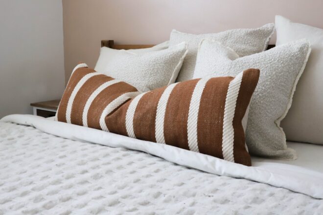 India Rust Rope Stripe Bolster Cushion