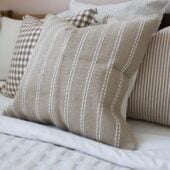 India Beige Stripe Cushion