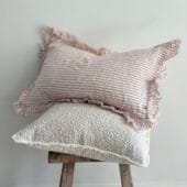 Hallie Pink Stripe Ruffle Cushion 50x30