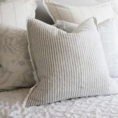 Esmee Grey Stripe Linen Cushion