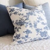 Aria Blue Floral Print Cushion