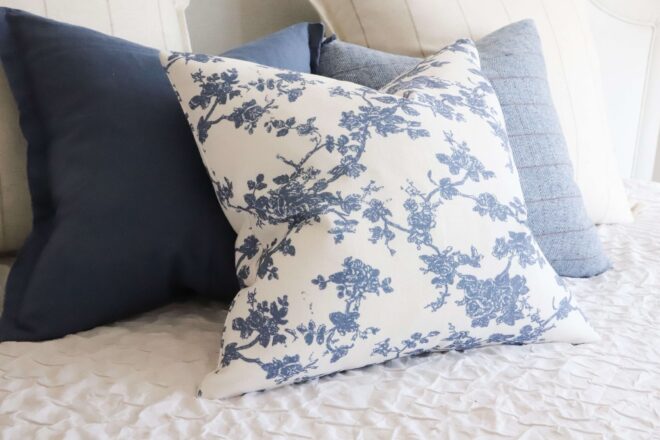 Aria Blue Floral Print Cushion