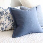 Esmee Blue Linen Cushion 45x45cm sqaure cushion