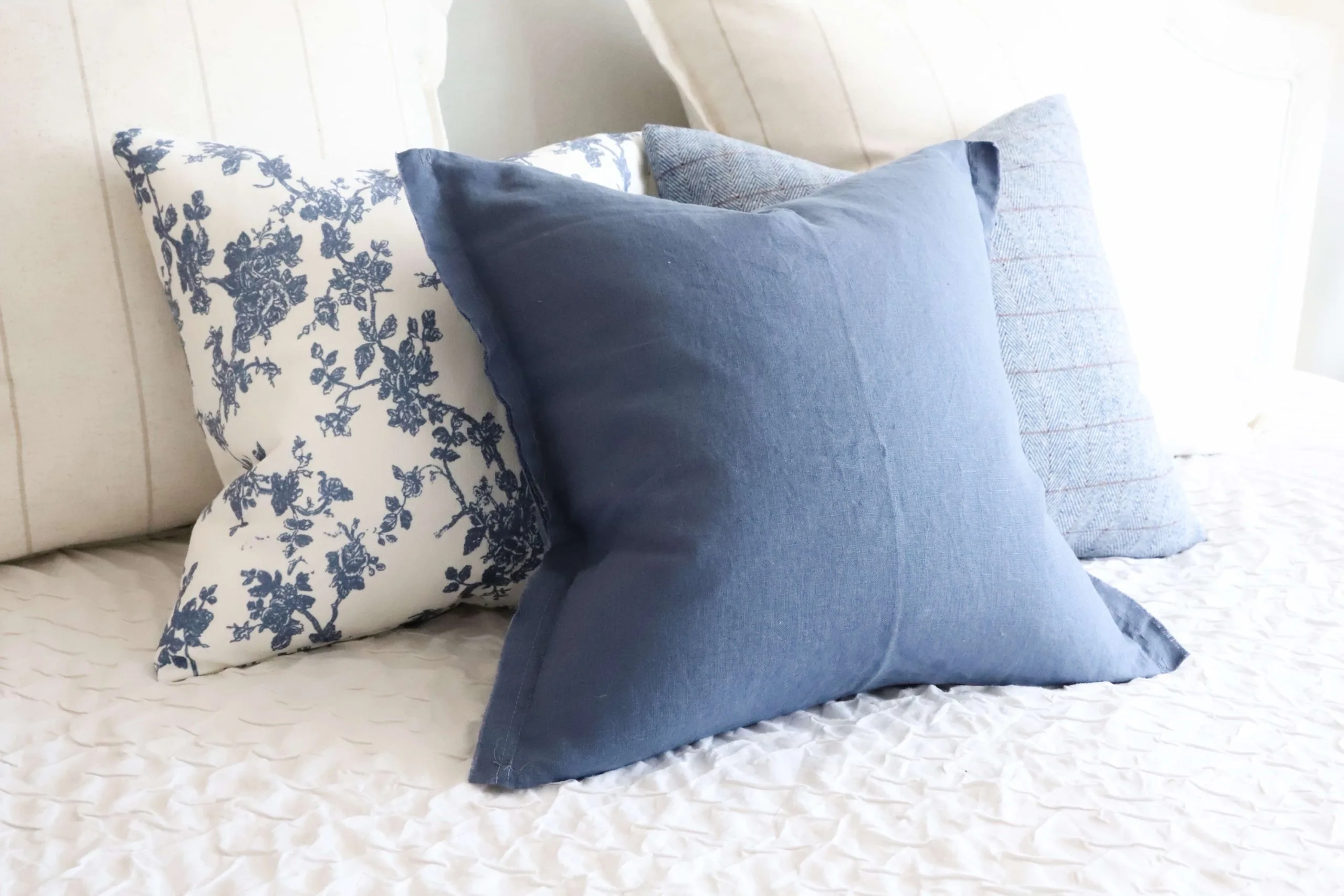 Esmee Blue Linen Cushion 45x45cm sqaure cushion