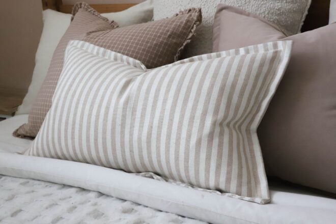 Freya Beige Stripe Cushion 50×30