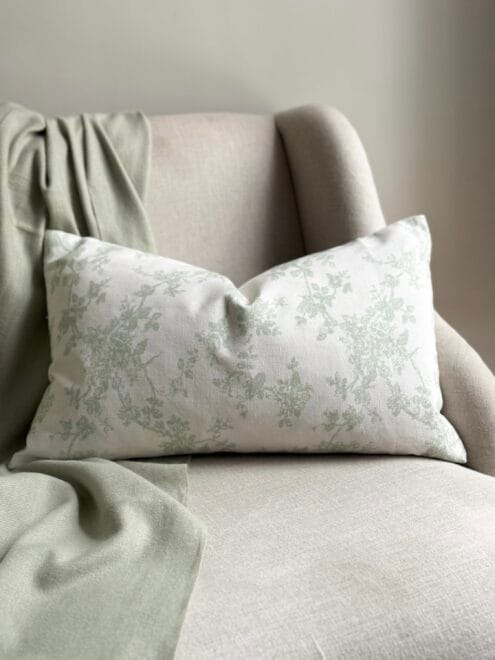 Aria Green Floral Print Cushion 50×30