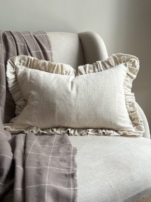 Grace Sand Ruffle Cushion 50×30