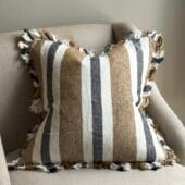 Hallie Navy and Brown Stripe Cushion