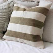 India Olive Stripe Cushion