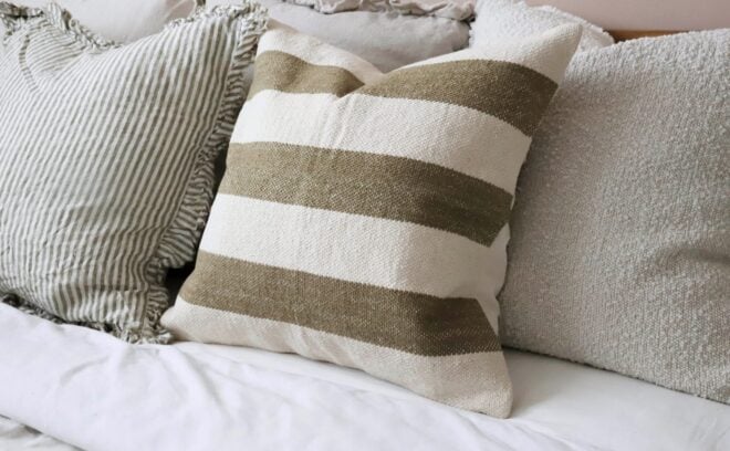 India Olive Stripe Cushion