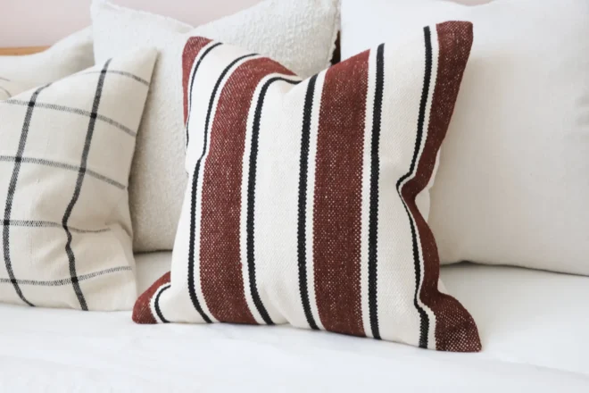 India Plum & Black Stripe Cushion