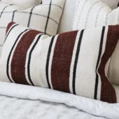 India Plum & Black Stripe Cushion 50x30