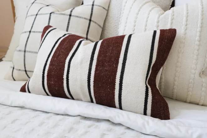 India Plum & Black Stripe Cushion 50×30