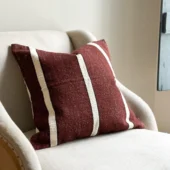 India Plum, Black & Cream Stripe Cushion