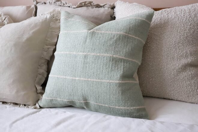 India Sage Green Stripe Cushion