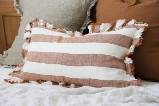 Hallie Rust Wide Stripe Cushion 50×30