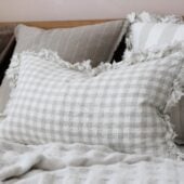 Hallie Natural Gingham Cushion 50x30