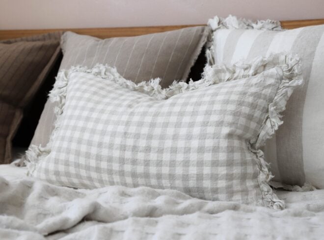 Hallie Natural Gingham Cushion 50×30