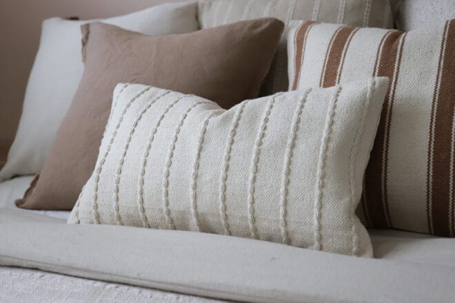 India Cream Textured Stripe Cushion 50×30