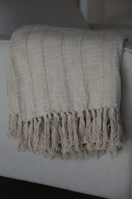 Large Cream Cotton Throw/Bedspread