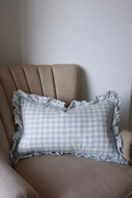 Hallie Blue Gingham Cushion 50×30