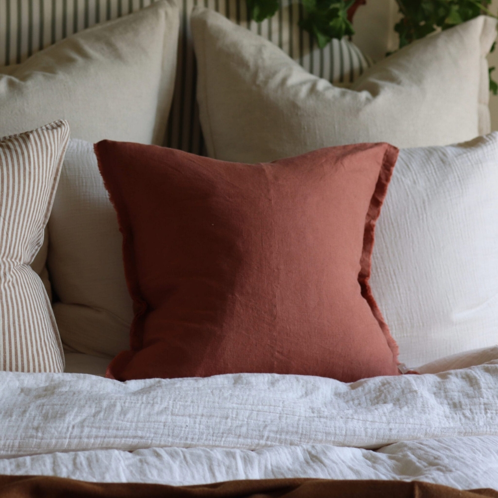 Esmee Terracotta Linen Cushion