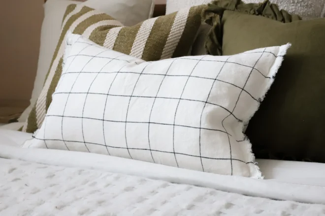 Esmee Black & White Linen Cushion 50×30