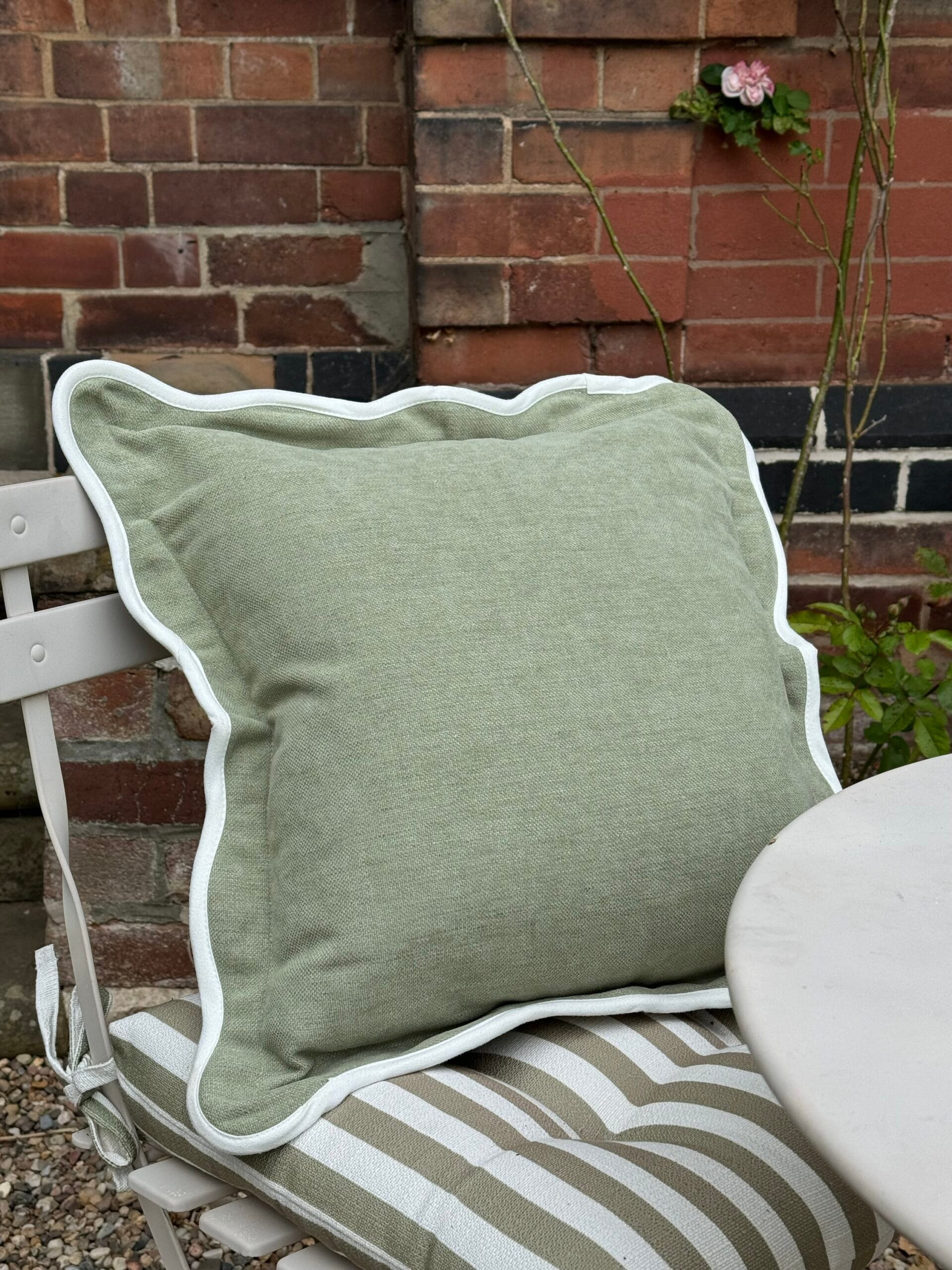 Chloe Sage Scalloped Edge Cushion • Ellenvale Interiors