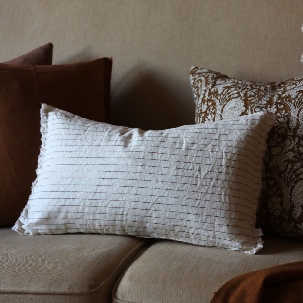 esmee rust pinstripe cushion 50x30